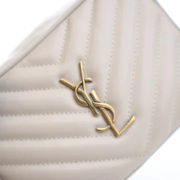 Luxury Soluciens Pre-Owned YSL Lou Calfskin Leather Belt bag in white