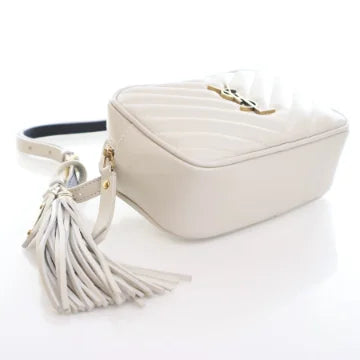 Luxury Soluciens Pre-Owned YSL Lou Calfskin Leather Belt bag in white