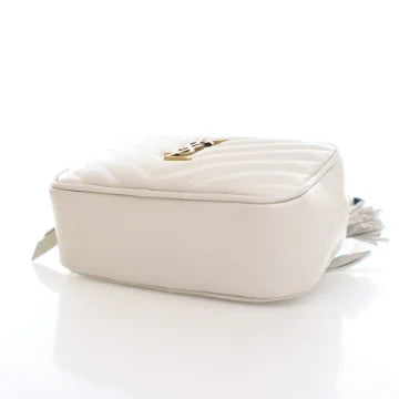 Luxury Soluciens Pre-Owned YSL Lou Calfskin Leather Belt bag in white