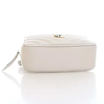Luxury Soluciens Pre-Owned YSL Lou Calfskin Leather Belt bag in white
