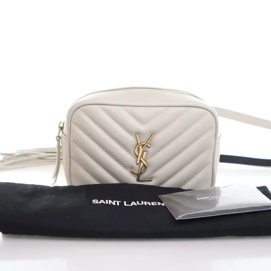 Luxury Soluciens Pre-Owned YSL Lou Calfskin Leather Belt bag in white
