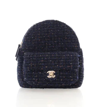 Luxury Soluciens Pre-Owned Chanel Fantasy Navy Tweed Backpack