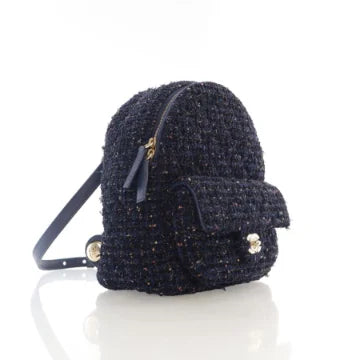 Luxury Soluciens Pre-Owned Chanel Fantasy Navy Tweed Backpack
