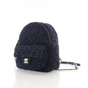 Luxury Soluciens Pre-Owned Chanel Fantasy Navy Tweed Backpack