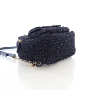 Luxury Soluciens Pre-Owned Chanel Fantasy Navy Tweed Backpack