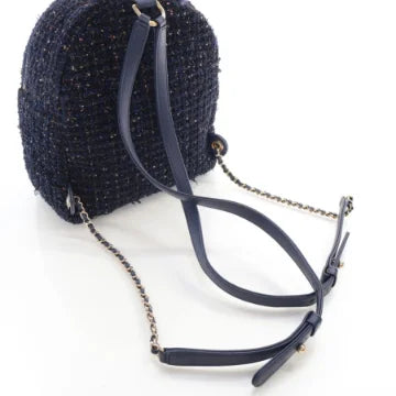 Luxury Soluciens Pre-Owned Chanel Fantasy Navy Tweed Backpack