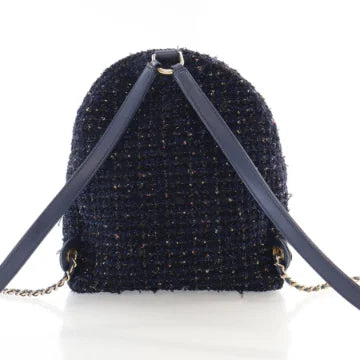Luxury Soluciens Pre-Owned Chanel Fantasy Navy Tweed Backpack