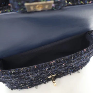 Luxury Soluciens Pre-Owned Chanel Fantasy Navy Tweed Backpack