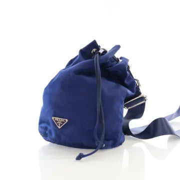 Luxury Soluciens Pre-Owned Prada Nylon Bucket Bag in Blue