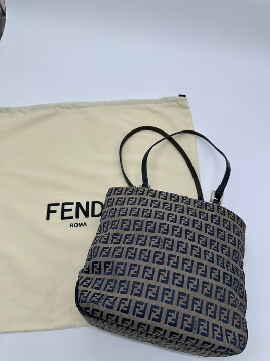 Luxury Soluciens Pre-owned Fendi monogram navy tote