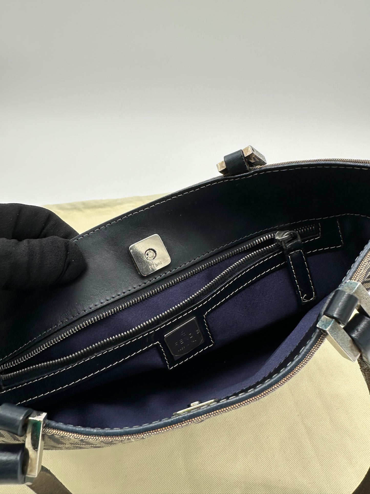 Luxury Soluciens Pre-owned Fendi monogram navy tote