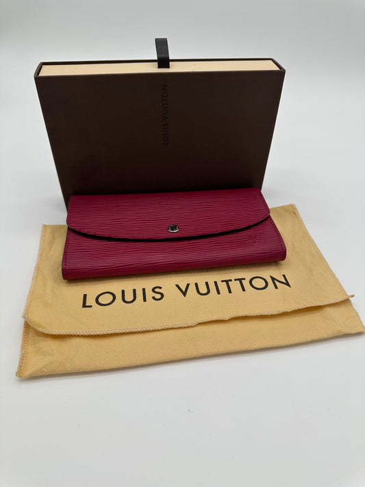 Luxury Soluciens Pre-owned Louis Vuitton epi-leather Sara wallet raspberry