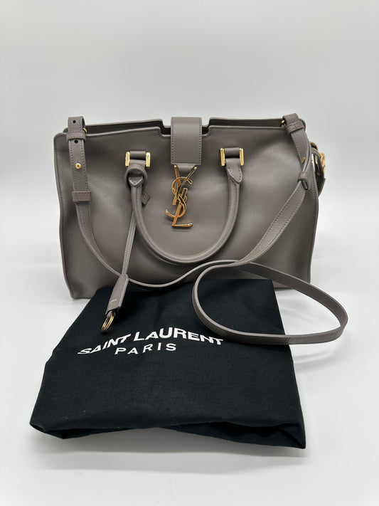 Luxury Soluciens Pre-owned YSL medium Cabas tote with crossbody leather strap, gold toned hardware