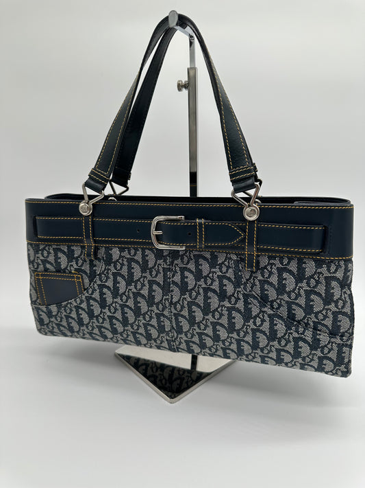 Luxury Soluciens Pre-owned Dior Vintage Navy Monogram east/west tote