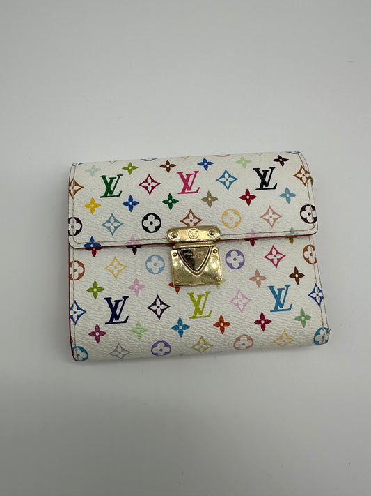 Luxury Soluciens Pre-owned Louis Vuitton multi-color tri-fold wallet in white