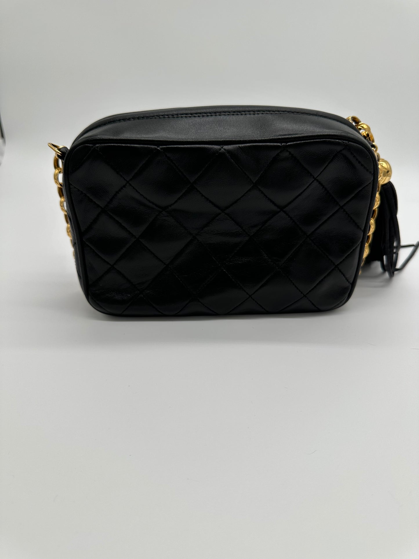 Luxury Soluciens Pre-owned Chanel Vintage lambskin camera bag with fringe tassel detail