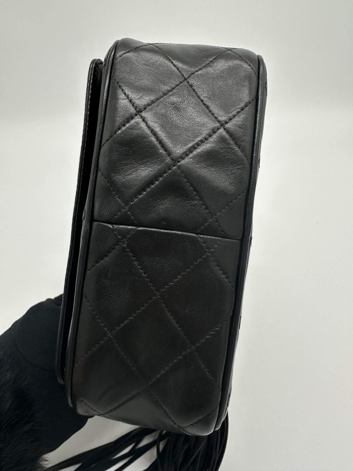 Luxury Soluciens Pre-owned Chanel Vintage lambskin camera bag with fringe tassel detail