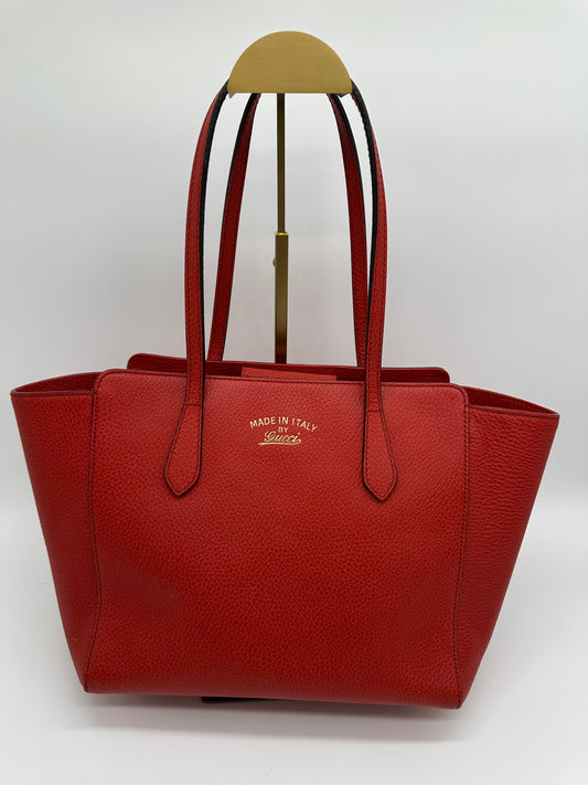 Luxury Soluciens Pre-owned Gucci Leather Tote in Red