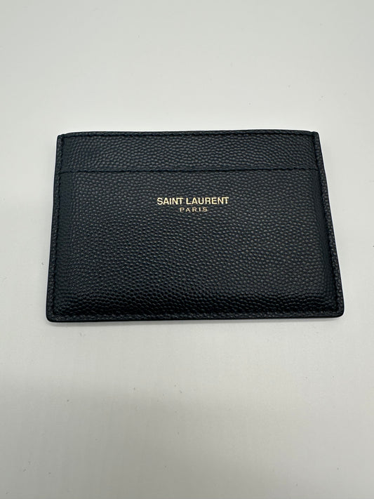 Luxury Soluciens Pre-Owned Saint Laurent Textured Leather Card Holder in Deep Navy