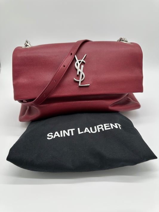 Luxury Soluciens Pre-Owned YSL Red Textured Flap Bag with Crossbody Strap