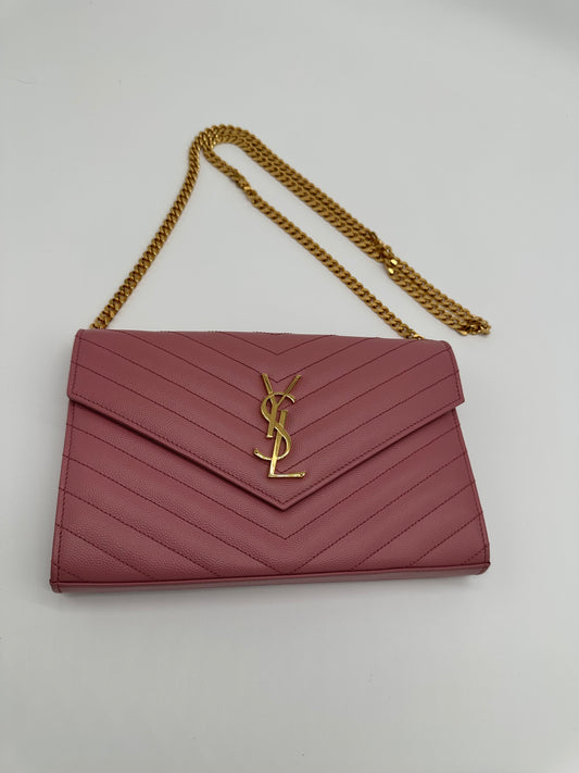 Luxury Soluciens Pre-Owned YSL Pink textured leather Cassandre WOC
