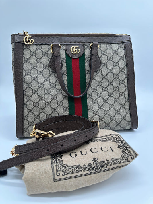 Luxury Soluciens Pre-Owned Gucci Medium GG Supreme Ophidia Tote