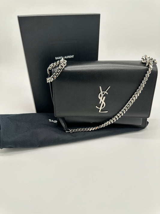 Luxury Soluciens Pre-Owned YSL Sunset Bag in Black Leather