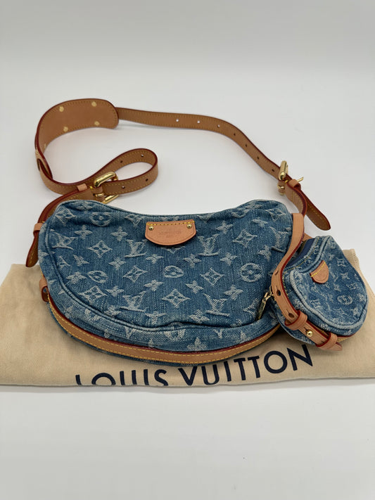 Luxury Soluciens Pre-owned Louis Vuitton Denim Double Croissant