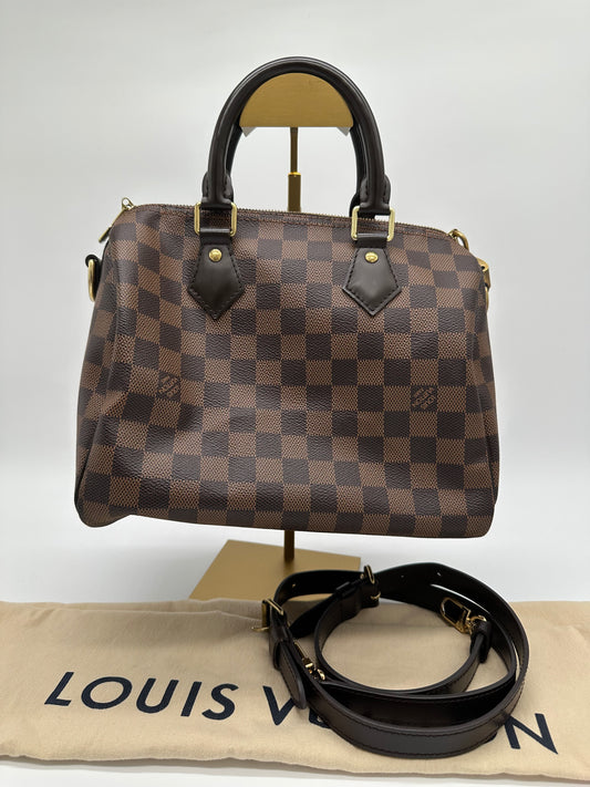 Luxury Soluciens Pre-Owned Louis Vuitton Damier Ebene Speedy Bandolier 25